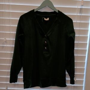 Pact Women's Deep Green V-Neck Sweater